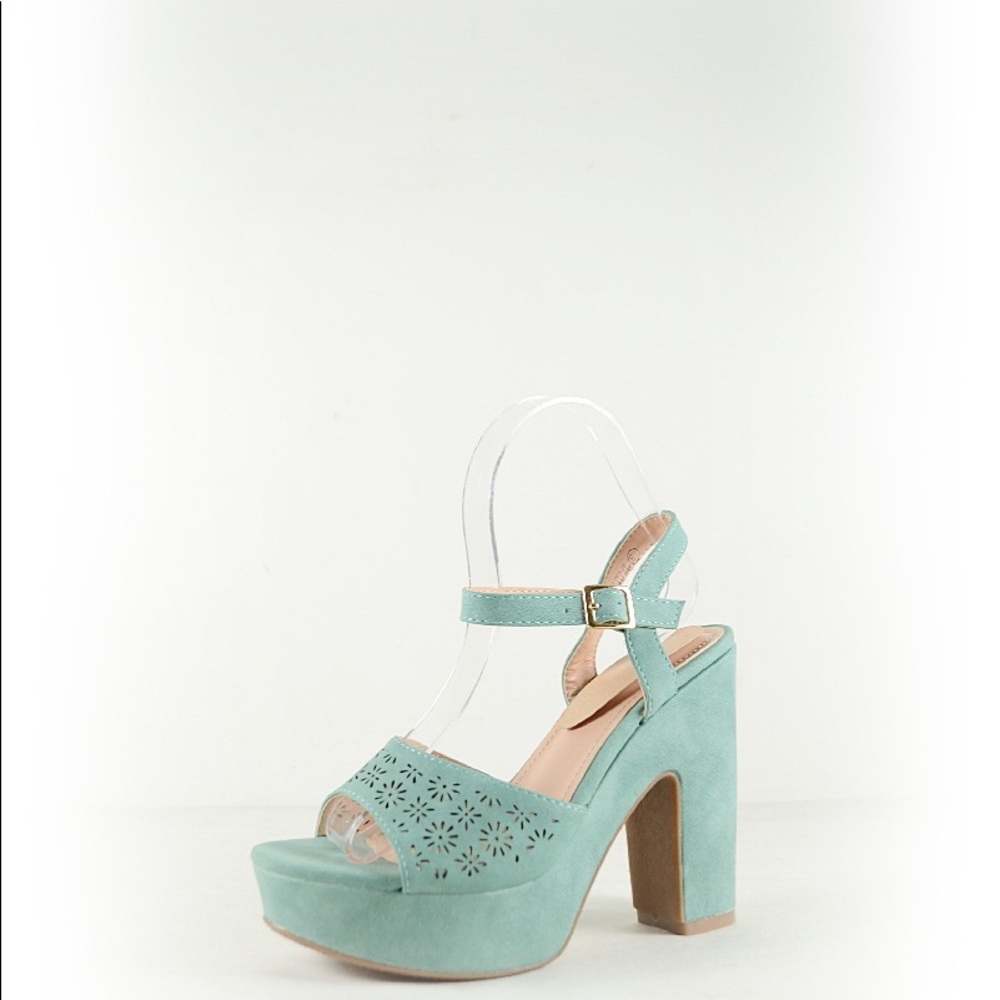 Block Heel Platform Vegan Suede Sandal - Picture 2 of 8